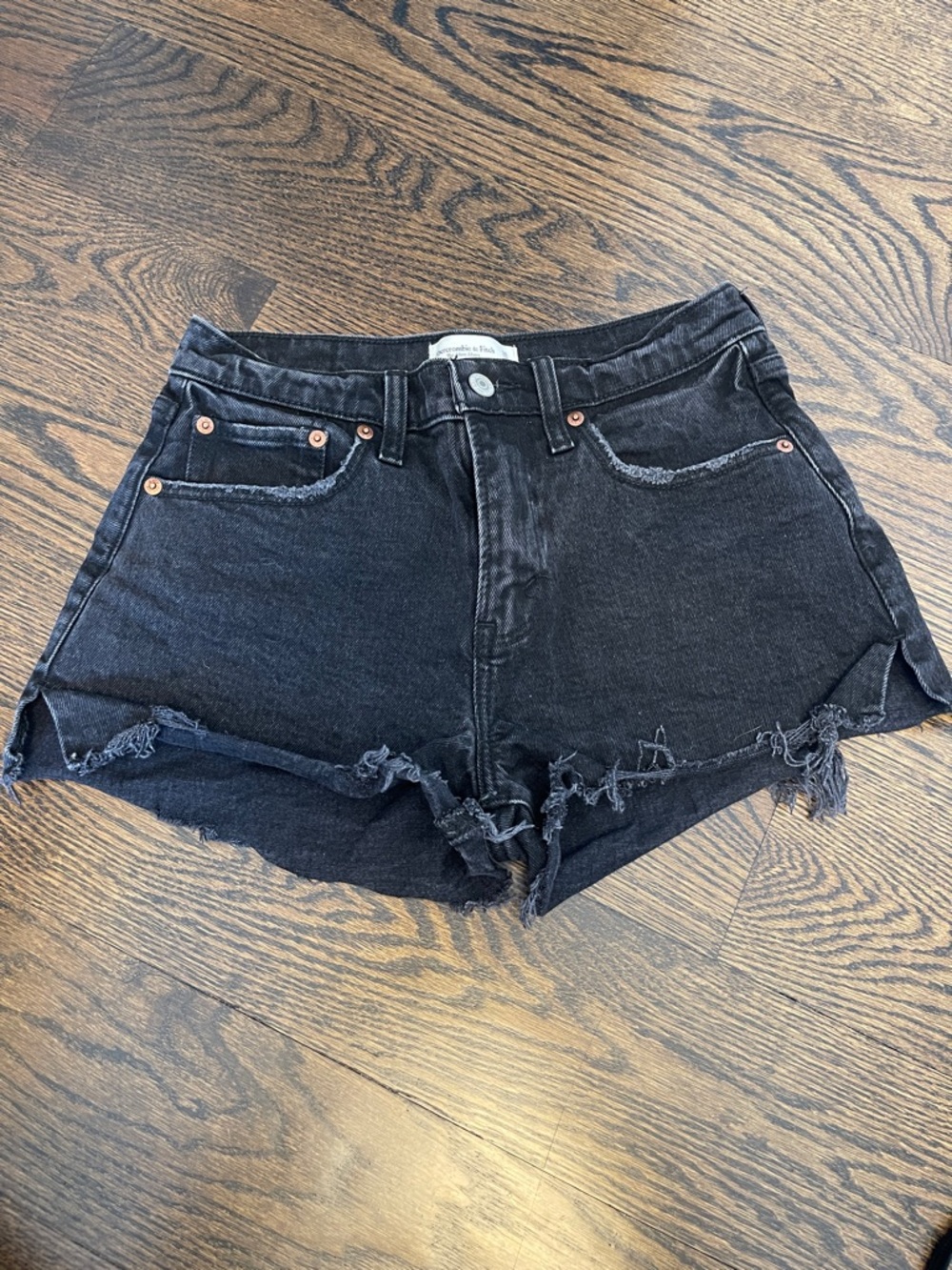 High-Rise Black Denim Cutoff Shorts - Women